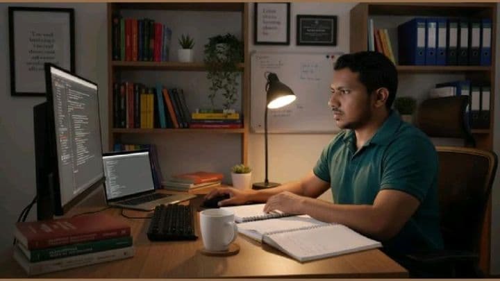 A professional working at a desk
