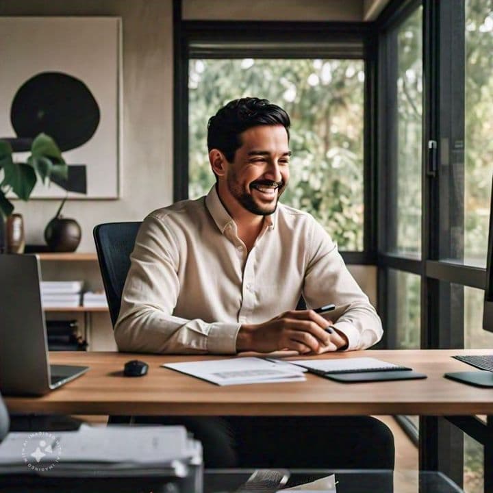 A remote professional working from a home office