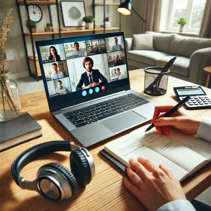 A distributed remote team collaborating online