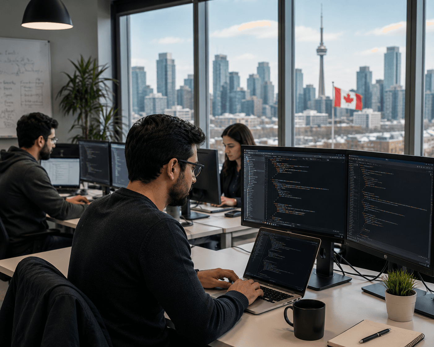 Developers at work in a Toronto software office